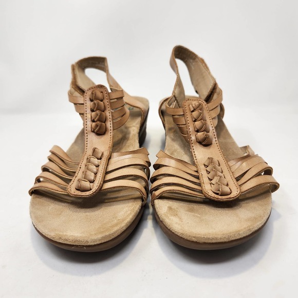 Yuu Handey Tan Wedge Slingback Sandals Womens 8.5 M Memory Foam Ankle Strap - Picture 5 of 10